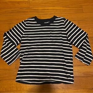 Janie and Jack Kids Size 3 Black & White Striped Long-Sleeve Pocket Tee Soft